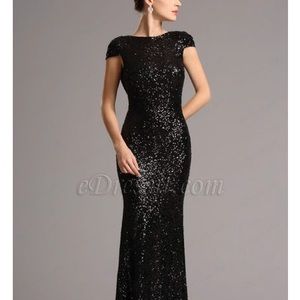 Poffie Girls Black Sequined Fitted Dress